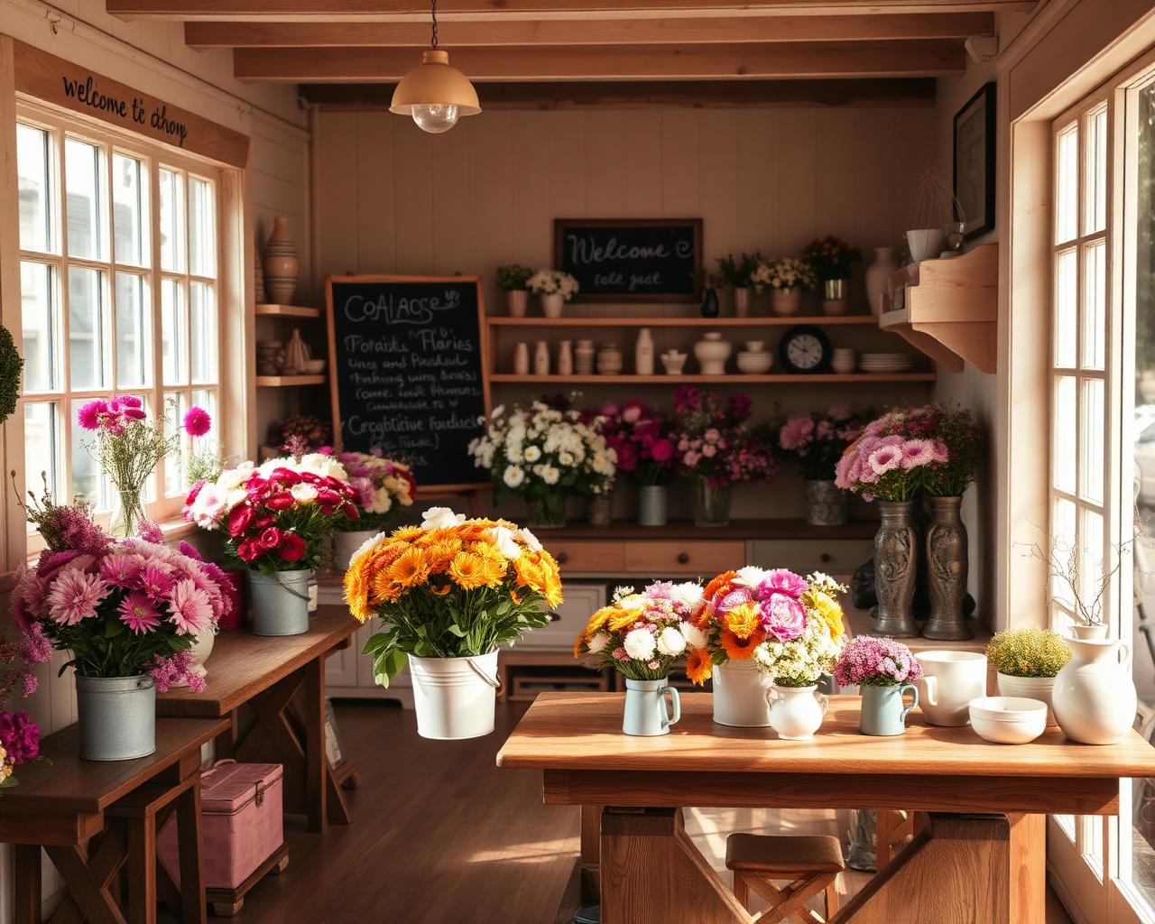 Interior of a charming neighborhood florist shop